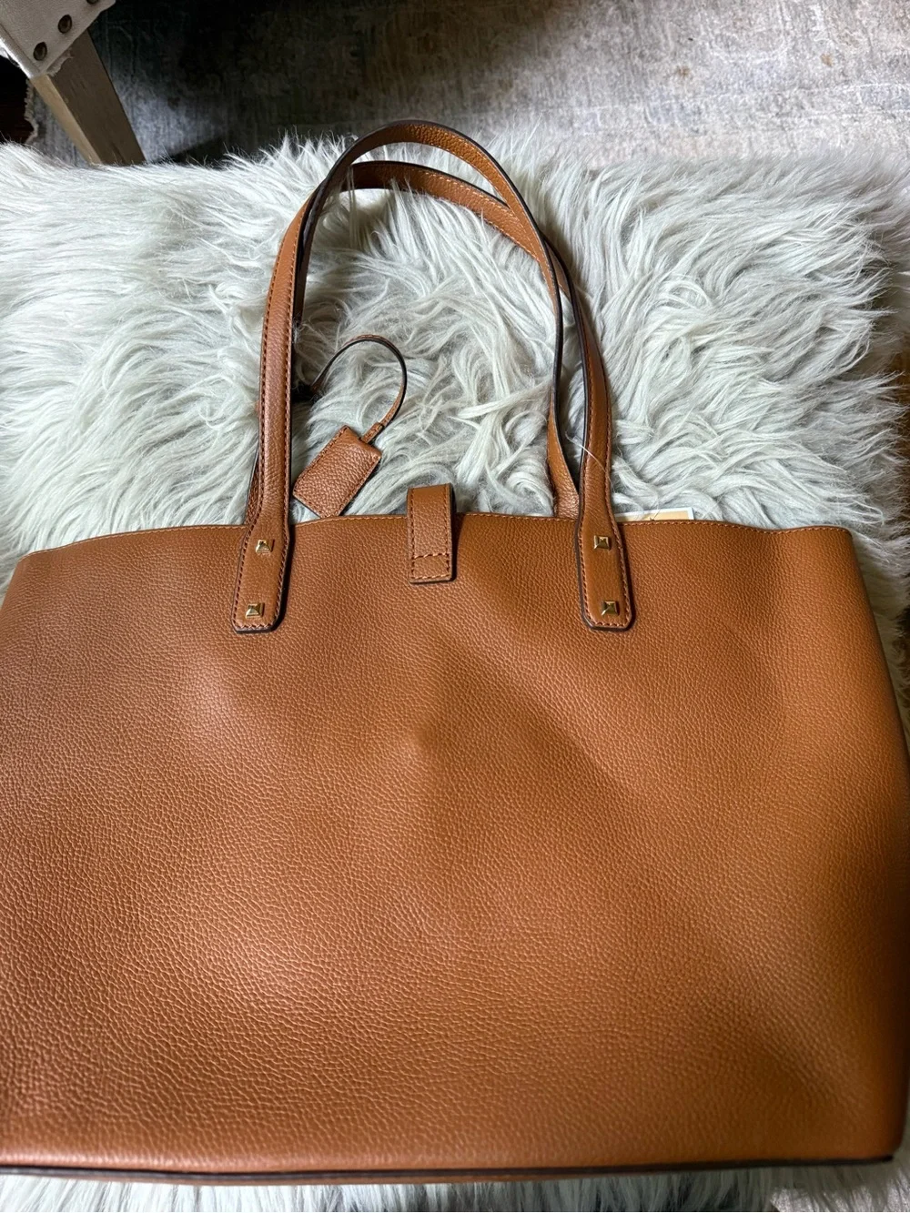 Michael Kors Cognac Pebbled Leather Tote with Gold Hardware